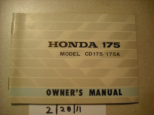 Honda CD175K3 Owners Manual sku 1877