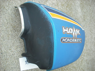 Honda CB400A Hawk Hondamatic Candy Sapphire Blue Left Sidecover 83700-413-000 sku 1893
