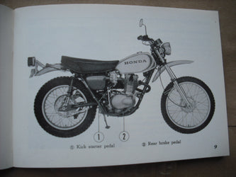 Honda XL250K0 Owners Manual Mint Condition 1840