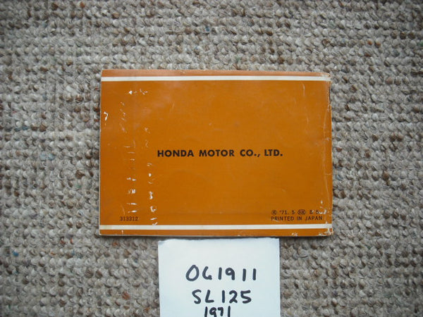 Honda SL125K0  1971  Owners Manual sku1935