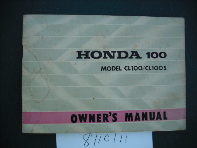 Honda CL100K1  Honda CL100SK1 Manual  USA Australian Models 1971 sku 1978