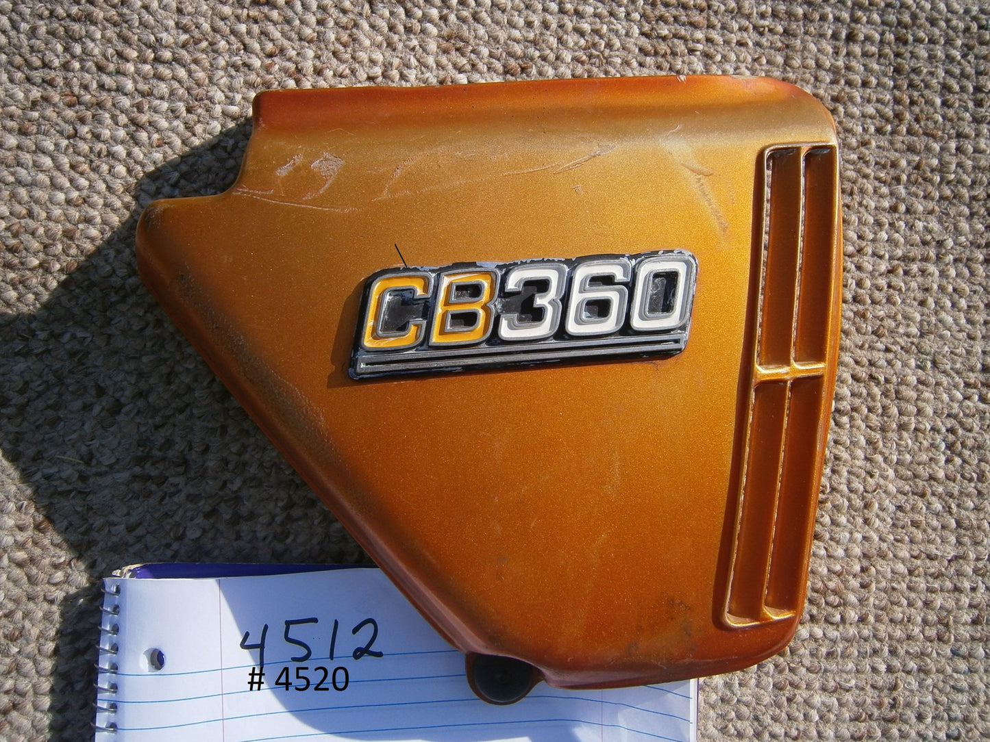 Honda CB360 right orange sidecover 4520