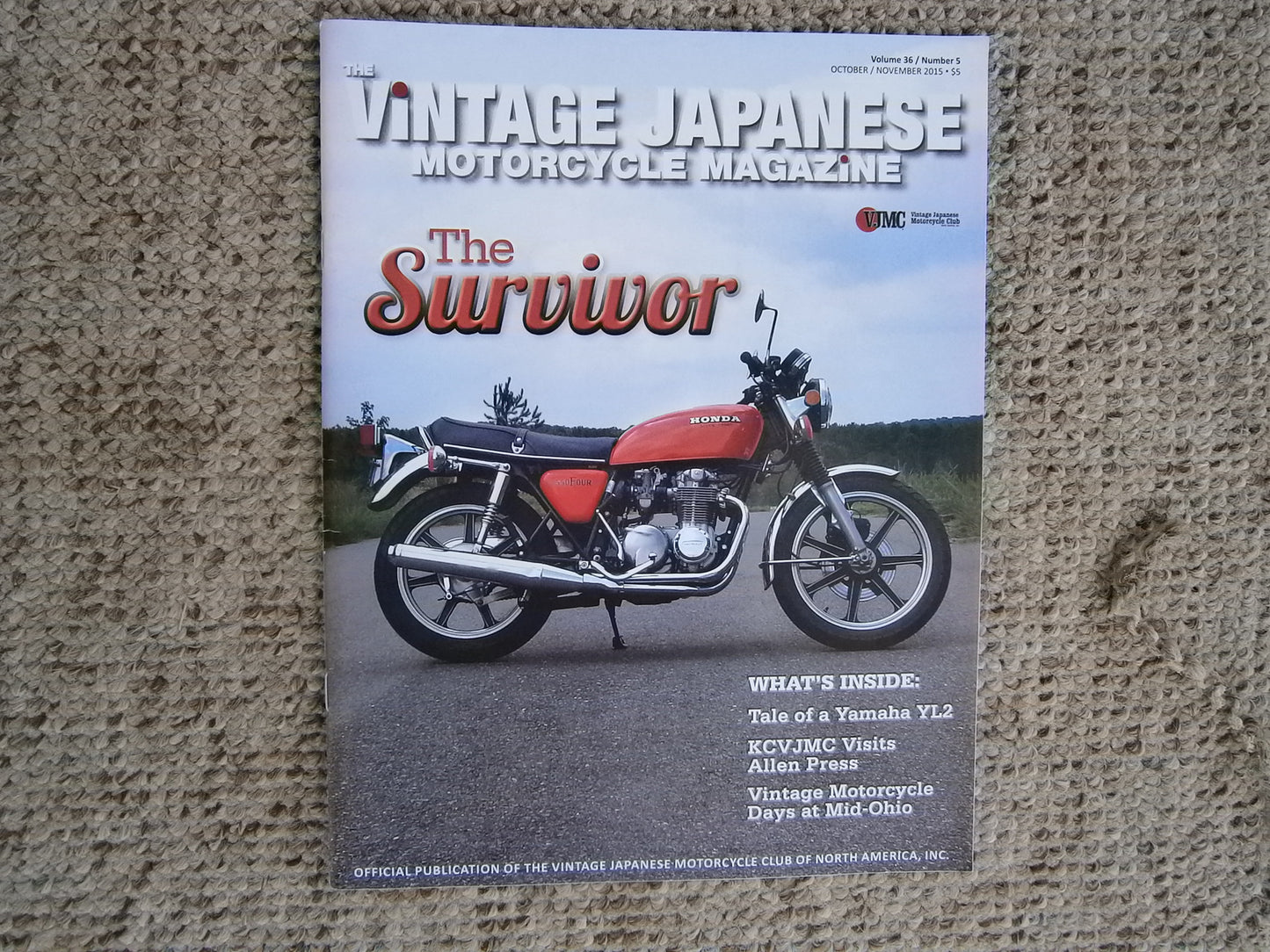 Honda CB 550 Four Magazine featured on the cover of VJMC Magazine 4609
