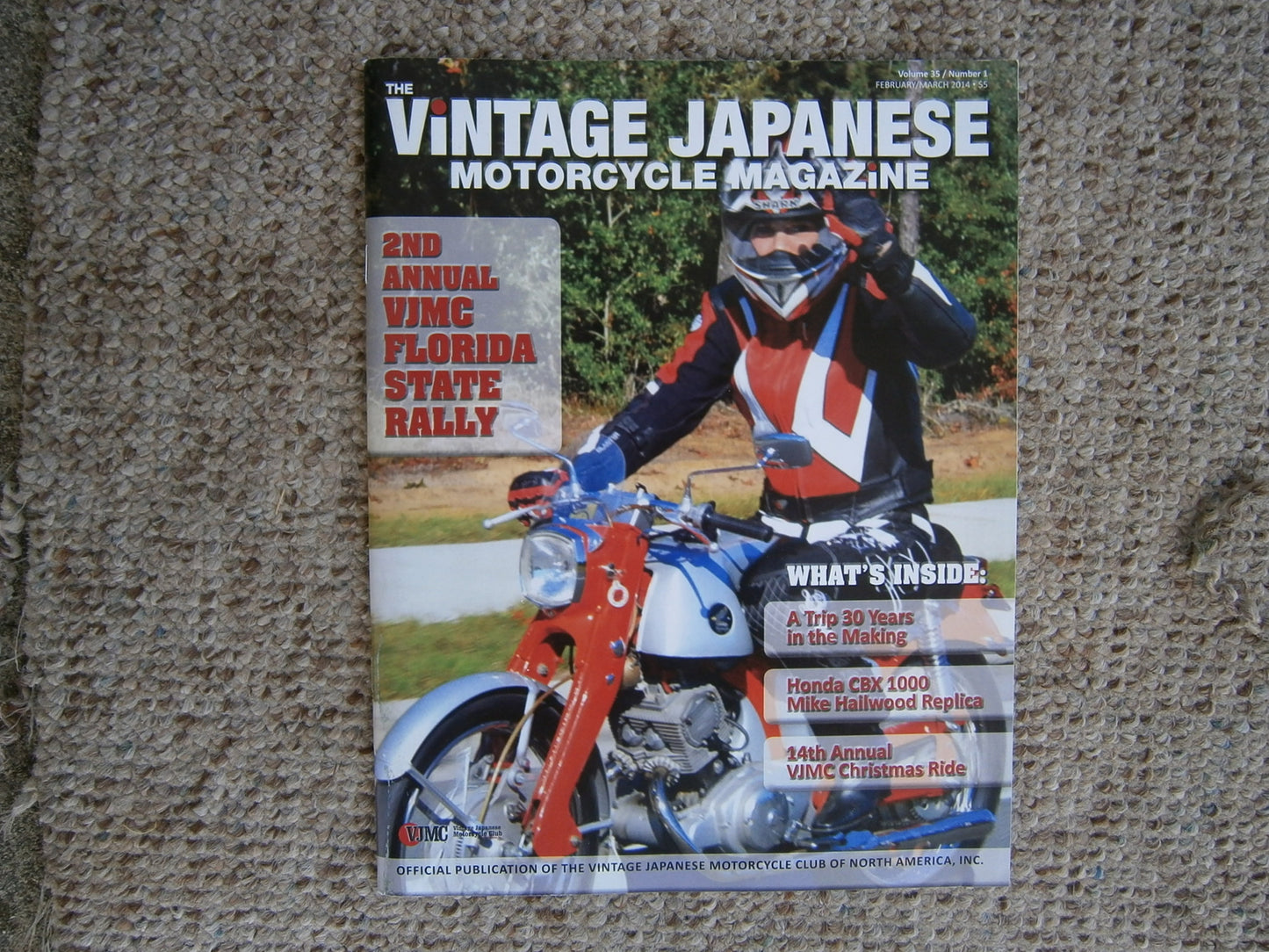 Honda CB92 Featured on the Cover of the VJMC Magazine  sku February 2014 sku 4605 Free Shipping to USA