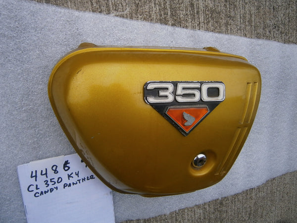 Honda CL350 Right Candy Panther Gold Sidecover with badge 4486