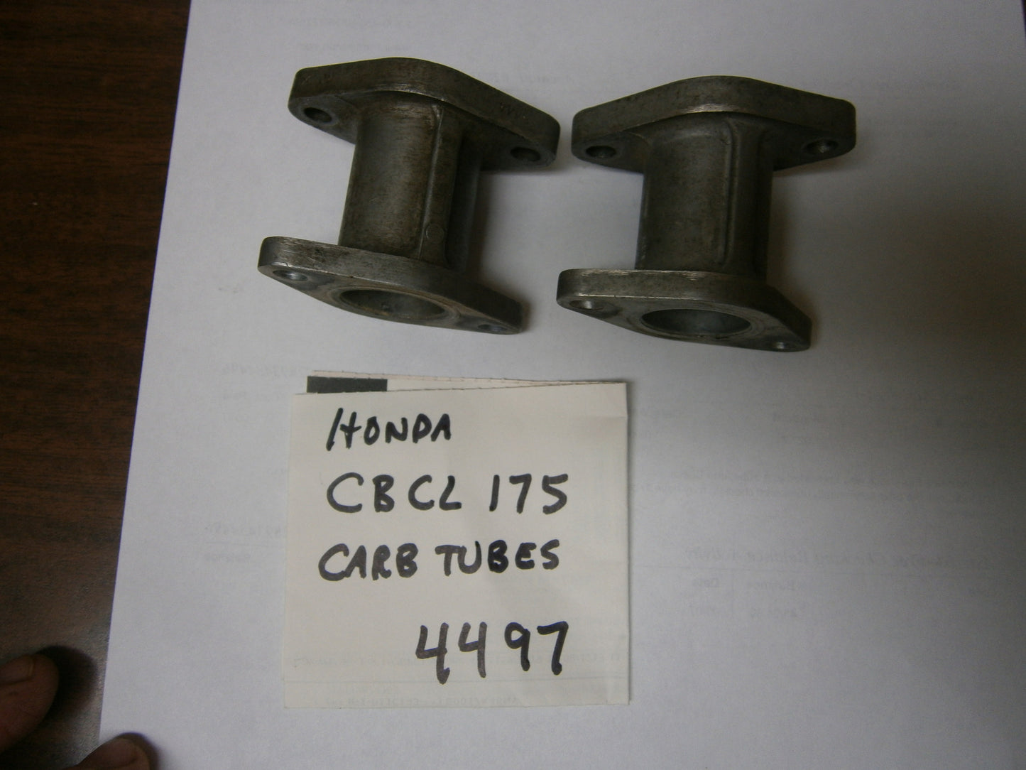 sold by invoice 12/12/16 Honda CB CL175 Carburetor Manifold Air Tube Pair 4497