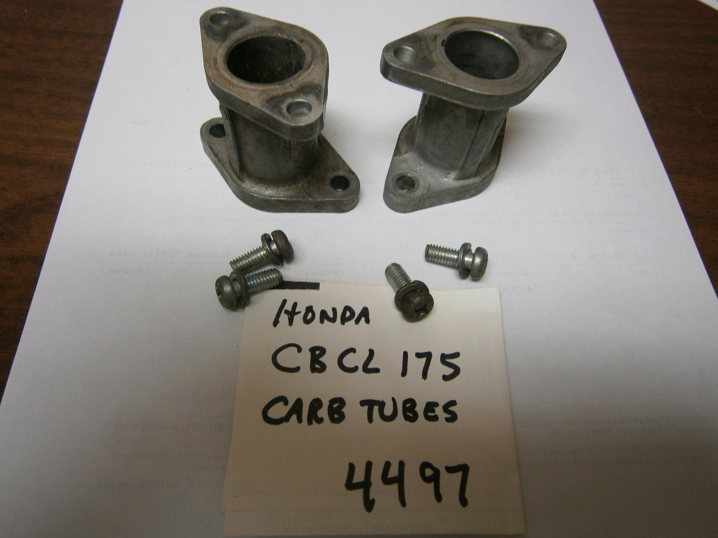 sold by invoice 12/12/16 Honda CB CL175 Carburetor Manifold Air Tube Pair 4497