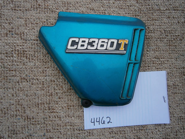 Sold by Invoice  Honda CB360T Candy Rivera blue right  sidecover with badge 4462
